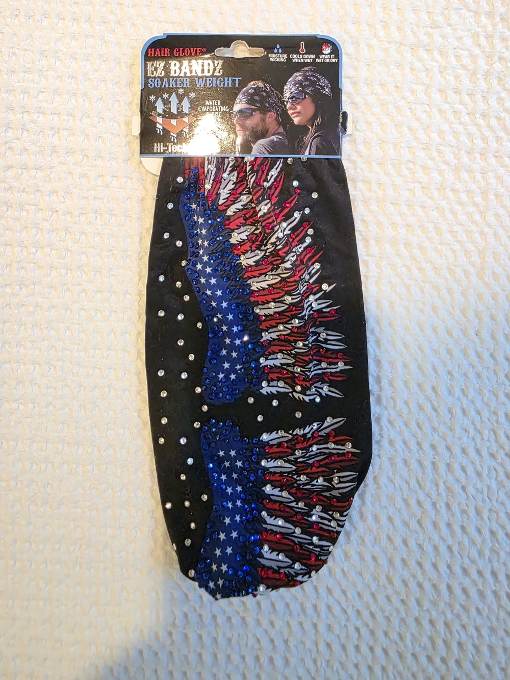 Hair Glove EZ Bandz Soaker Weight Headband - Black with Red, White & Blue